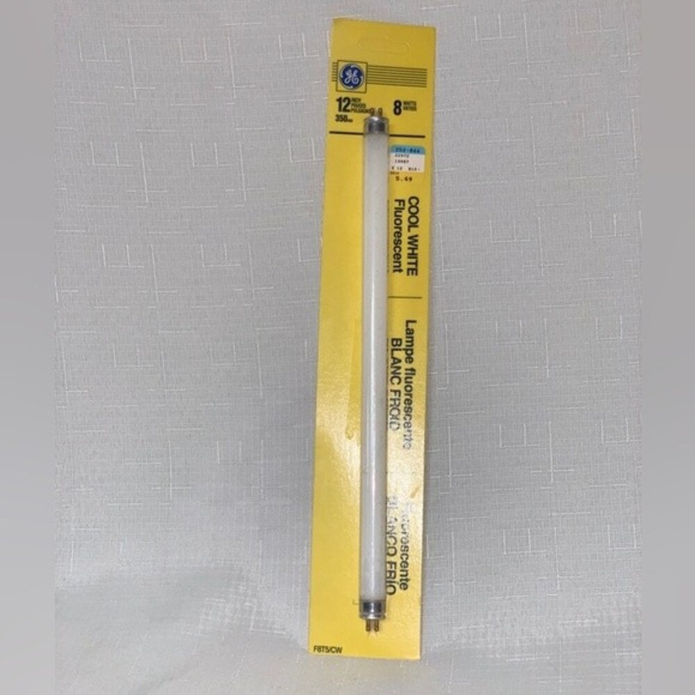 NEW GE Cool White Fluorescent 12” 8 Watt Light Bulb F8T5CW Miniature Bi-Pin Base